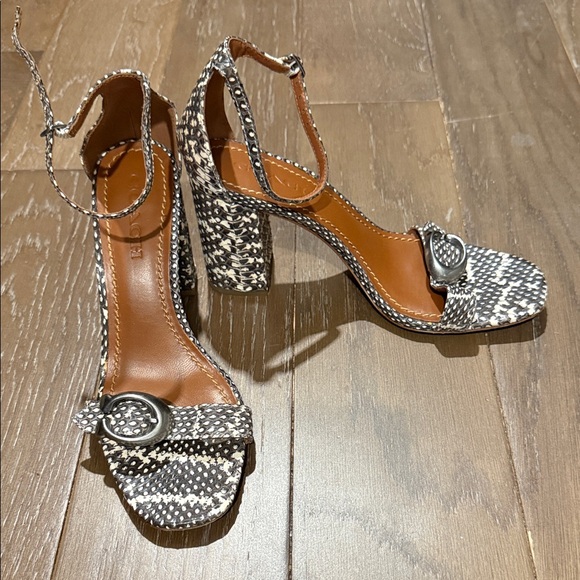 Coach Shoes - Coach Monochrome Patterned Heels with Ankle Strap